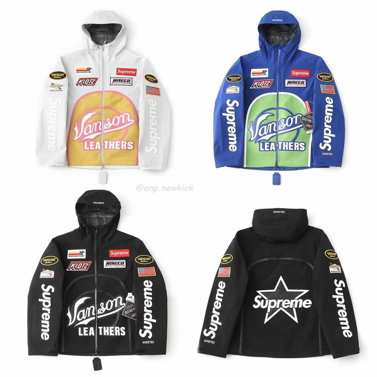 Supreme Vanson Leathers Gore Tex Shell Jacket Black Blue White Fw25 (1) - www.newkick.vip
